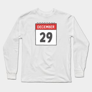 December 29th Daily Calendar Page Illustration Long Sleeve T-Shirt